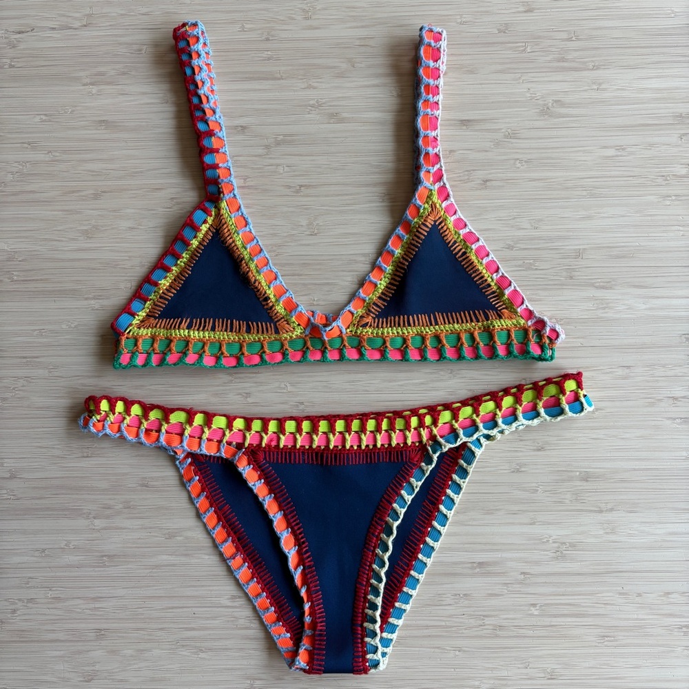 colorful crochet trim kiini tasmin bikini set